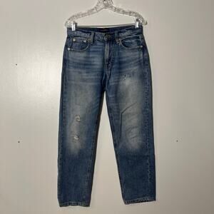 Lucky Brand Boyfriend‎ Mid Rise Relaxed Straight Fit Washed Blue Denim Size 0